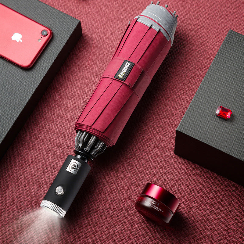 Windproof Reverse Lux Umbrella with LED Flashlight